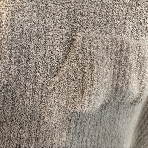 Barefoot Dreams CozyChic Hooded Pullover XS S Taupe Plush Lounge Sweater - Picture 9 of 11